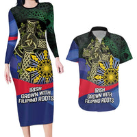 Personalized Irish Grown With Filipino Roots Couples Matching Long Sleeve Bodycon Dress and Hawaiian Shirt