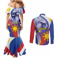 Personalized Philippines Eagle Week Couples Matching Mermaid Dress and Long Sleeve Button Shirt Filipino Eagle with Flag Motif