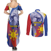 Personalized Philippines Eagle Week Couples Matching Summer Maxi Dress and Long Sleeve Button Shirt Filipino Eagle with Flag Motif