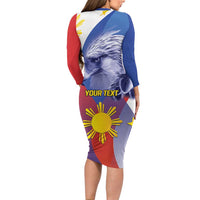 Personalized Philippines Eagle Week Long Sleeve Bodycon Dress Filipino Eagle with Flag Motif