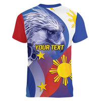 Personalized Philippines Eagle Week Women V-Neck T-Shirt Filipino Eagle with Flag Motif