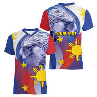 Personalized Philippines Eagle Week Women V-Neck T-Shirt Filipino Eagle with Flag Motif
