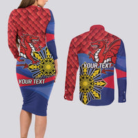 Personalized Welsh Grown With Filipino Roots Couples Matching Long Sleeve Bodycon Dress and Long Sleeve Button Shirt