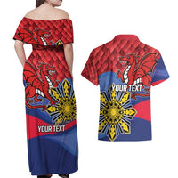 Personalized Welsh Grown With Filipino Roots Couples Matching Off Shoulder Maxi Dress and Hawaiian Shirt