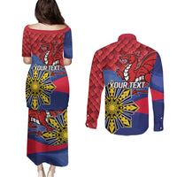 Personalized Welsh Grown With Filipino Roots Couples Matching Puletasi and Long Sleeve Button Shirt
