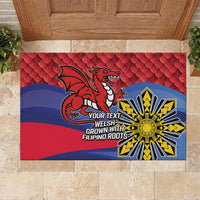 Personalized Welsh Grown With Filipino Roots Rubber Doormat
