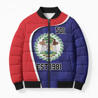 Belize Independence Day Bomber Puffer Jacket Since 1981 September 21 - Wonder Print Shop