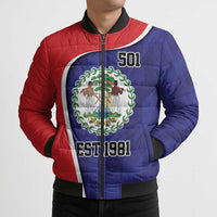 Belize Independence Day Bomber Puffer Jacket Since 1981 September 21 - Wonder Print Shop