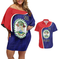 Belize Independence Day Couples Matching Off Shoulder Short Dress and Hawaiian Shirt Since 1981 September 21 - Wonder Print Shop