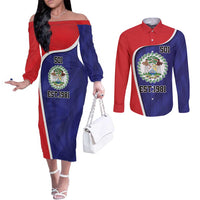 Belize Independence Day Couples Matching Off The Shoulder Long Sleeve Dress and Long Sleeve Button Shirt Since 1981 September 21 - Wonder Print Shop