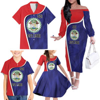 Belize Independence Day Family Matching Off The Shoulder Long Sleeve Dress and Hawaiian Shirt Since 1981 September 21 - Wonder Print Shop