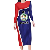 Belize Independence Day Long Sleeve Bodycon Dress Since 1981 September 21 - Wonder Print Shop