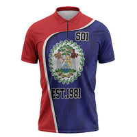 Belize Independence Day Zipper Polo Shirt Since 1981 September 21 - Wonder Print Shop