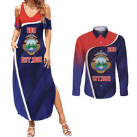 Costa Rica Independence Day Couples Matching Summer Maxi Dress and Long Sleeve Button Shirt Since 1821 September 15 - Wonder Print Shop
