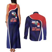Costa Rica Independence Day Couples Matching Tank Maxi Dress and Long Sleeve Button Shirt Since 1821 September 15 - Wonder Print Shop
