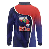 Costa Rica Independence Day Long Sleeve Polo Shirt Since 1821 September 15 - Wonder Print Shop