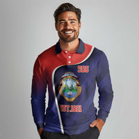 Costa Rica Independence Day Long Sleeve Polo Shirt Since 1821 September 15 - Wonder Print Shop