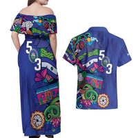El Salvador Couples Matching Off Shoulder Maxi Dress and Hawaiian Shirt Beauty Local Inspired - Wonder Print Shop