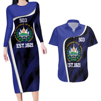 El Salvador Independence Day Couples Matching Long Sleeve Bodycon Dress and Hawaiian Shirt Since 1821 September 15 - Wonder Print Shop