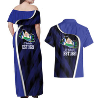 El Salvador Independence Day Couples Matching Off Shoulder Maxi Dress and Hawaiian Shirt Since 1821 September 15 - Wonder Print Shop