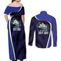 El Salvador Independence Day Couples Matching Off Shoulder Maxi Dress and Long Sleeve Button Shirt Since 1821 September 15 - Wonder Print Shop