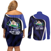 El Salvador Independence Day Couples Matching Off Shoulder Short Dress and Long Sleeve Button Shirt Since 1821 September 15 - Wonder Print Shop