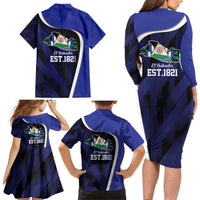 El Salvador Independence Day Family Matching Long Sleeve Bodycon Dress and Hawaiian Shirt Since 1821 September 15 - Wonder Print Shop