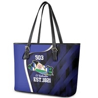 El Salvador Independence Day Leather Tote Bag Since 1821 September 15 - Wonder Print Shop