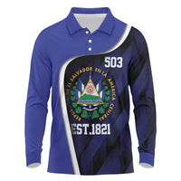 El Salvador Independence Day Long Sleeve Polo Shirt Since 1821 September 15 - Wonder Print Shop