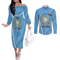 Guatemala Independence Day Couples Matching Off The Shoulder Long Sleeve Dress and Long Sleeve Button Shirt Since 1821 September 15 - Wonder Print Shop
