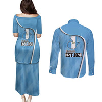 Guatemala Independence Day Couples Matching Puletasi and Long Sleeve Button Shirt Since 1821 September 15 - Wonder Print Shop