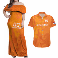 Custom Netherlands Soccer Couples Matching Off Shoulder Maxi Dress and Hawaiian Shirt Nederlands Vrouwenvoetbalelftal Go World Cup 2023 LT9 - Wonder Print Shop