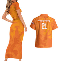 Custom Netherlands Soccer Couples Matching Short Sleeve Bodycon Dress and Hawaiian Shirt Nederlands Vrouwenvoetbalelftal Go World Cup 2023 LT9 - Wonder Print Shop