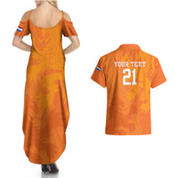 Custom Netherlands Soccer Couples Matching Summer Maxi Dress and Hawaiian Shirt Nederlands Vrouwenvoetbalelftal Go World Cup 2023 LT9 - Wonder Print Shop