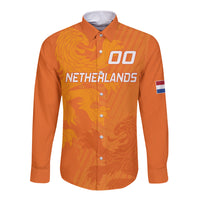 Custom Netherlands Soccer Long Sleeve Button Shirt Nederlands Vrouwenvoetbalelftal Go World Cup 2023 - Wonder Print Shop