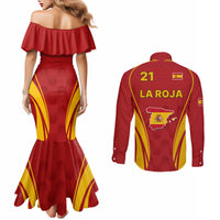 custom-spain-soccer-couples-matching-mermaid-dress-and-long-sleeve-button-shirts-go-world-cup-2023-sporty-style