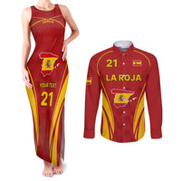 Custom Spain Soccer Couples Matching Tank Maxi Dress and Long Sleeve Button Shirts Go World Cup 2023 Sporty Style LT9 - Wonder Print Shop