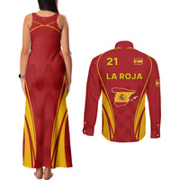 Custom Spain Soccer Couples Matching Tank Maxi Dress and Long Sleeve Button Shirts Go World Cup 2023 Sporty Style LT9 - Wonder Print Shop