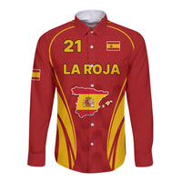 Custom Spain Soccer Long Sleeve Button Shirt Go World Cup 2023 Sporty Style - Wonder Print Shop