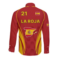 Custom Spain Soccer Long Sleeve Button Shirt Go World Cup 2023 Sporty Style - Wonder Print Shop
