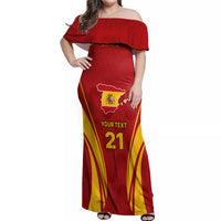 Custom Spain Soccer Off Shoulder Maxi Dress Go World Cup 2023 Sporty Style - Wonder Print Shop
