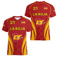 Custom Spain Soccer Women V Neck T Shirt Go World Cup 2023 Sporty Style - Wonder Print Shop