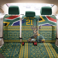 Custom South Africa Rugby Bokke Mascot Back Car Seat Cover With Flag Style LT9 - Wonder Print Shop