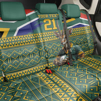 Custom South Africa Rugby Bokke Mascot Back Car Seat Cover With Flag Style LT9 - Wonder Print Shop