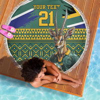 Custom South Africa Rugby Bokke Mascot Beach Blanket With Flag Style LT9 - Wonder Print Shop