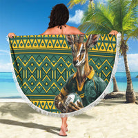 Custom South Africa Rugby Bokke Mascot Beach Blanket With Flag Style LT9 - Wonder Print Shop