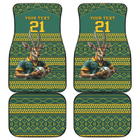 Custom South Africa Rugby Bokke Mascot Car Mats With Flag Style LT9 - Wonder Print Shop
