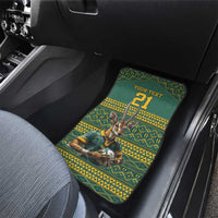 Custom South Africa Rugby Bokke Mascot Car Mats With Flag Style LT9 - Wonder Print Shop