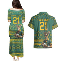 Custom South Africa Rugby Bokke Mascot Couples Matching Puletasi and Hawaiian Shirt With Flag Style LT9 - Wonder Print Shop