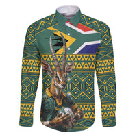 Custom South Africa Rugby Bokke Mascot Family Matching Off Shoulder Short Dress and Hawaiian Shirt With Flag Style LT9 - Wonder Print Shop